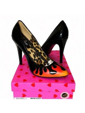 Iron Fist Fire Sign Patent Leather Stiletto Heels 2012/2013 Era Size 8